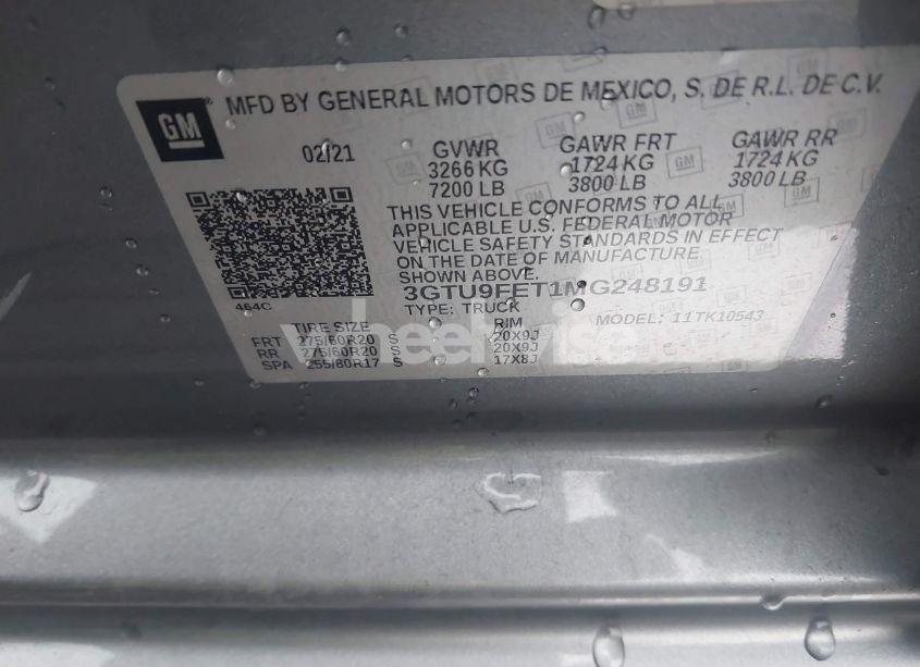 Photo 9 of 2021 Gmc Sierra 1500 4WD SHORT BOX DENALI (VIN 3GTU9FET1MG248191)