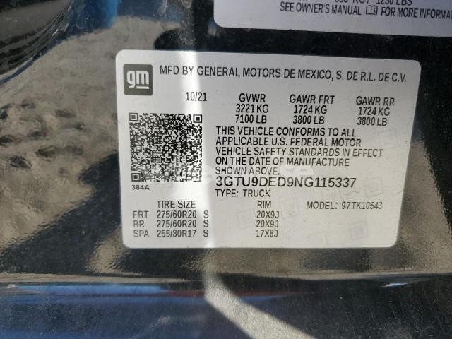 Photo 6 of 2022 GMC SIERRA LIMITED K1500 SLT (VIN 3GTU9FET4MG423744)