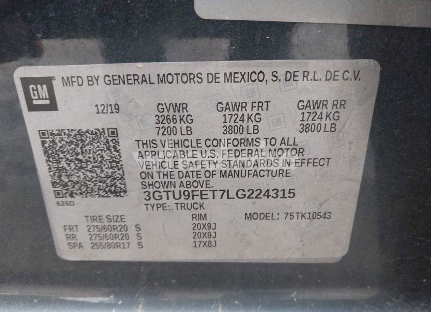 Photo 9 of 2020 Gmc Sierra 1500 (VIN 3GTU9FET7LG224315)