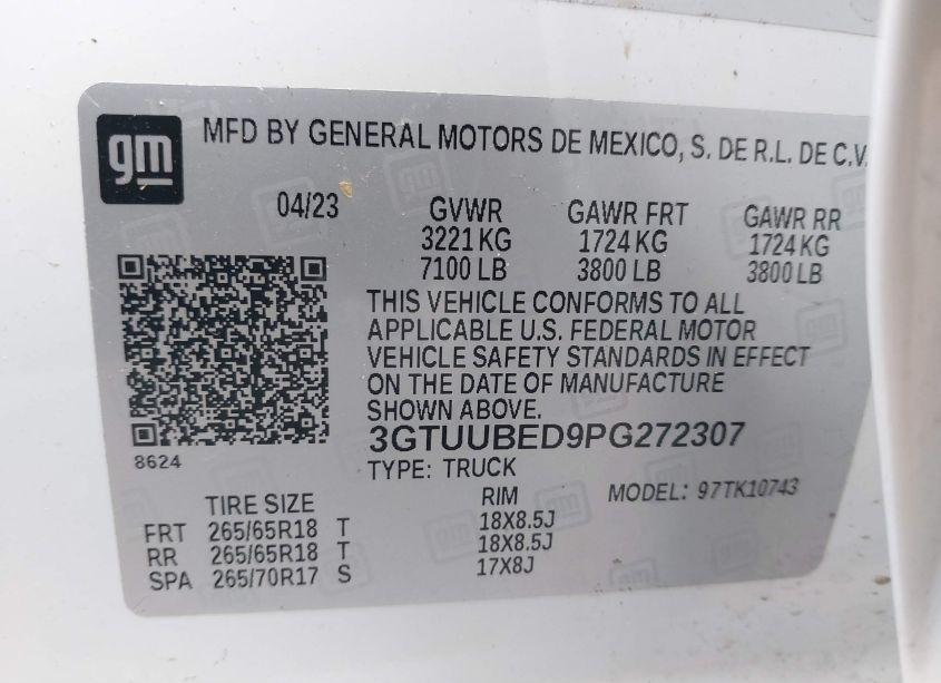 Photo 9 of 2023 Gmc Sierra 1500 4WD STANDARD BOX SLE (VIN 3GTUUBED9PG272307)