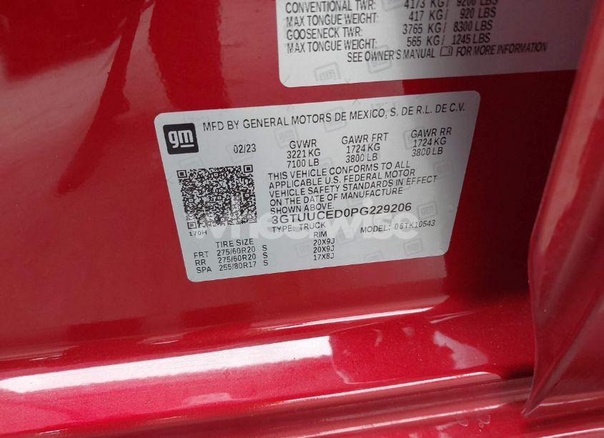 Photo 9 of 2023 Gmc Sierra 1500 4WD SHORT BOX ELEVATION WITH 3SB (VIN 3GTUUCED0PG229206)