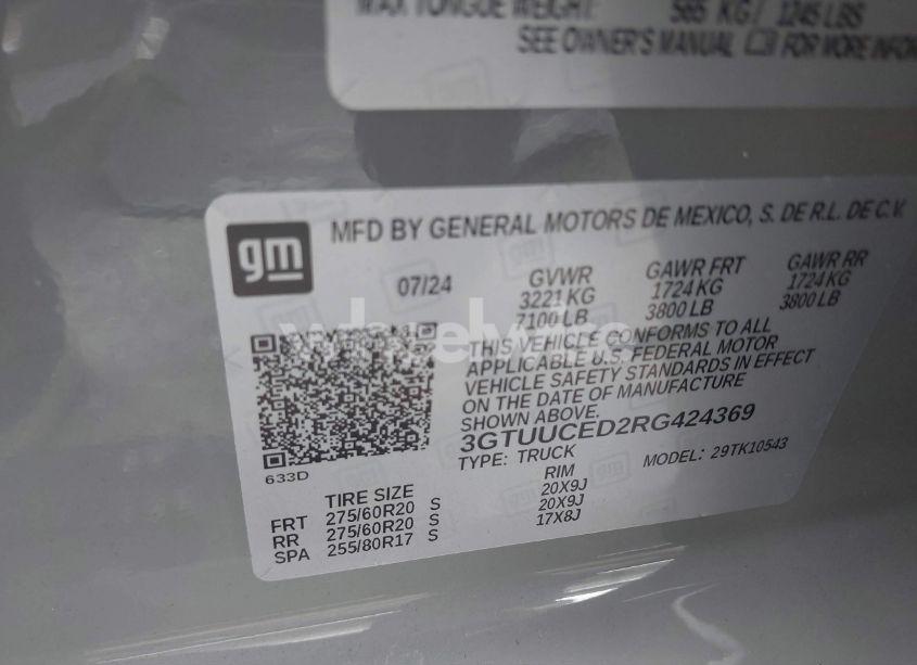 Photo 9 of 2024 Gmc Sierra 1500 4WD SHORT BOX ELEVATION WITH 3SB (VIN 3GTUUCED2RG424369)