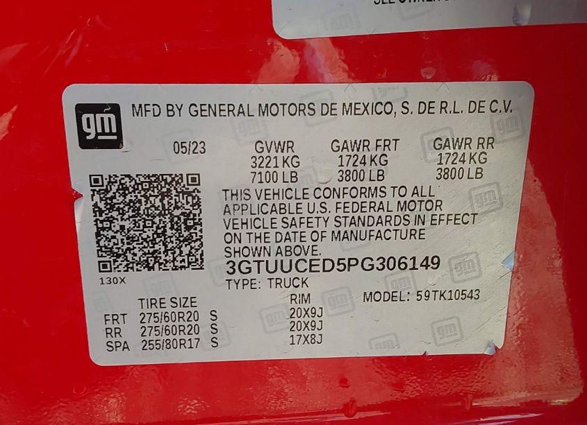 Photo 9 of 2023 Gmc Sierra 1500 4WD SHORT BOX ELEVATION WITH 3SB (VIN 3GTUUCED5PG306149)