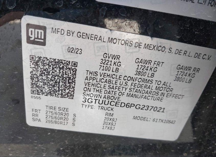 Photo 9 of 2023 Gmc Sierra 1500 4WD SHORT BOX ELEVATION WITH 3SB (VIN 3GTUUCED6PG237021)