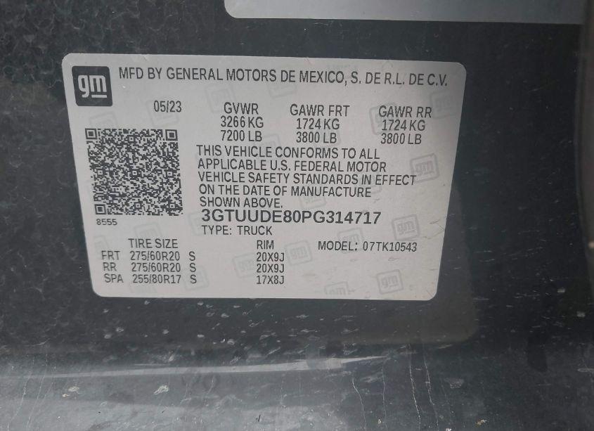 Photo 9 of 2023 Gmc Sierra 1500 4WD SHORT BOX SLT (VIN 3GTUUDE80PG314717)