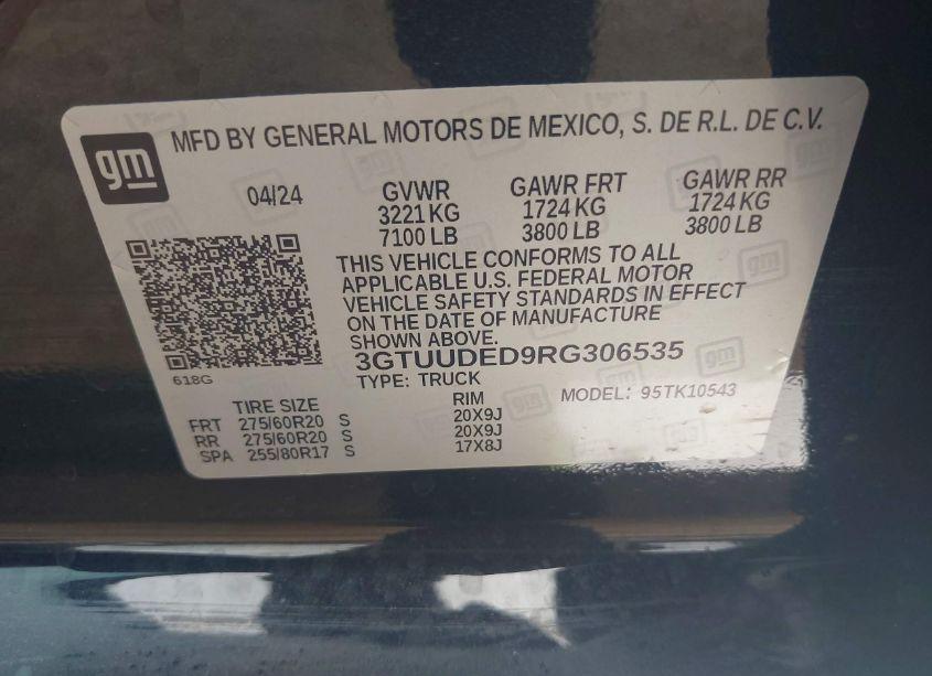 Photo 9 of 2024 Gmc Sierra 1500 (VIN 3GTUUDED9RG306535)