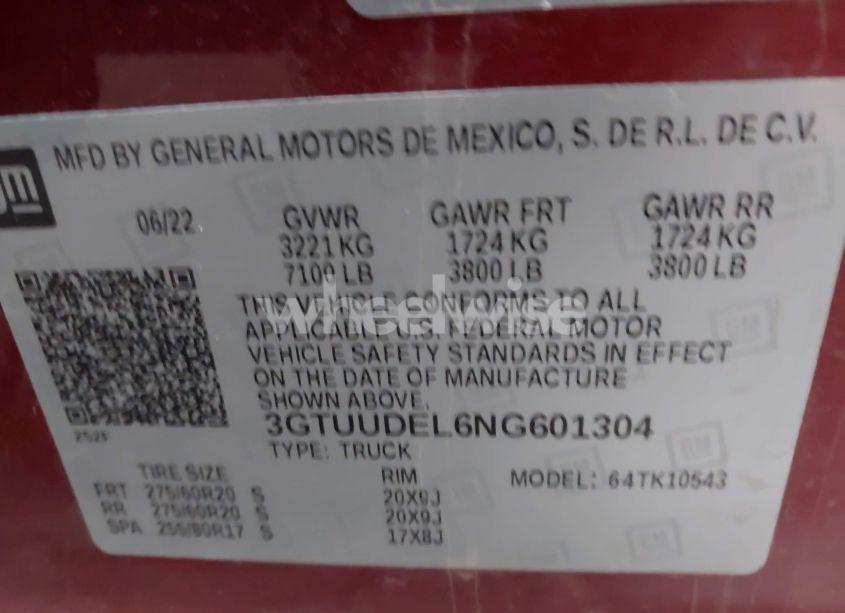 Photo 9 of 2022 Gmc Sierra 1500 4WD SHORT BOX SLT (VIN 3GTUUDEL6NG601304)