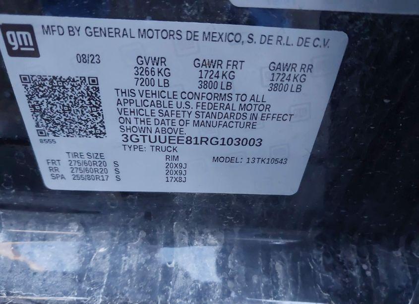 Photo 9 of 2024 Gmc Sierra 1500 4WD SHORT BOX AT4 (VIN 3GTUUEE81RG103003)