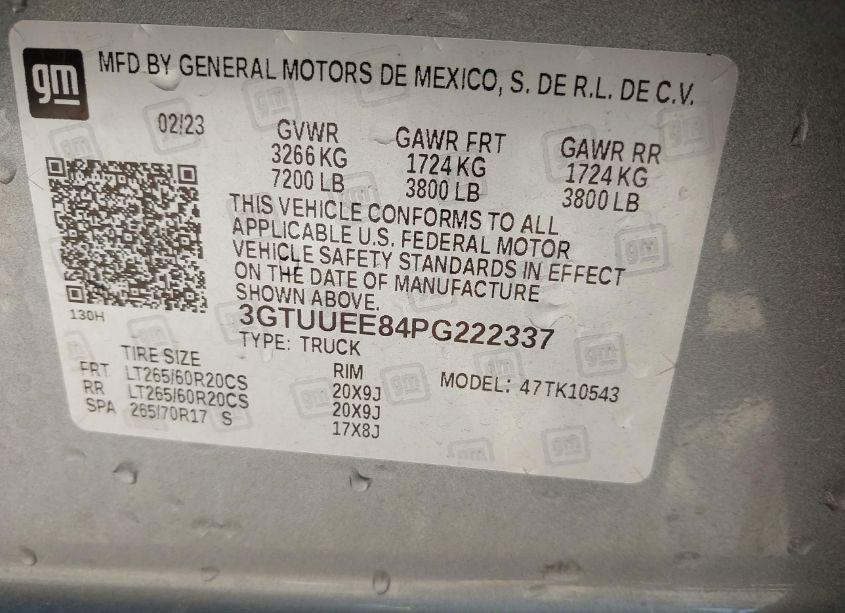 Photo 9 of 2023 Gmc Sierra 1500 4WD SHORT BOX AT4 (VIN 3GTUUEE84PG222337)