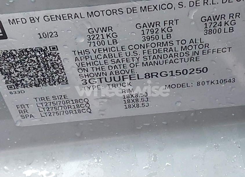 Photo 9 of 2024 Gmc Sierra 1500 4WD SHORT BOX AT4X (VIN 3GTUUFEL8RG150250)