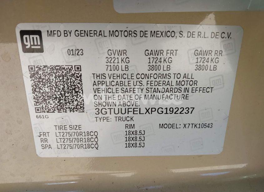 Photo 9 of 2023 Gmc Sierra 1500 4WD SHORT BOX AT4X (VIN 3GTUUFELXPG192237)