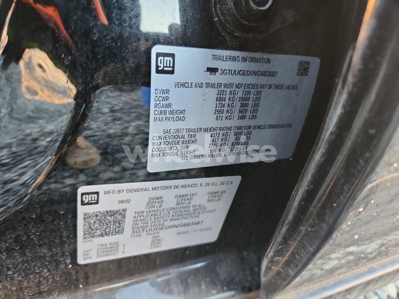 Photo 13 of 2022 GMC SIERRA K1500 DENALI (VIN 3GTUUGED0NG683587)