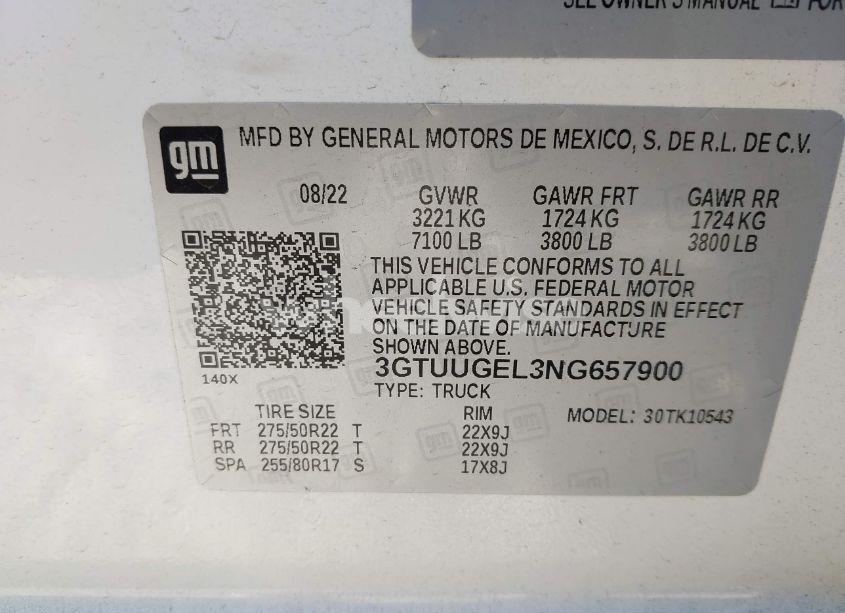 Photo 9 of 2022 Gmc Sierra 1500 4WD SHORT BOX DENALI (VIN 3GTUUGEL3NG657900)