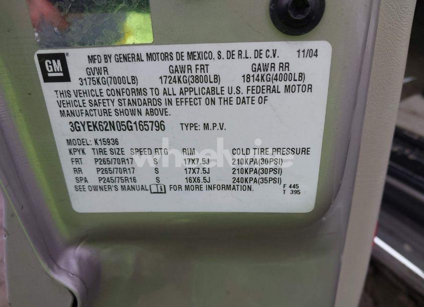 Photo 9 of 2005 Cadillac Escalade EXT STANDARD (VIN 3GYEK62N05G165796)