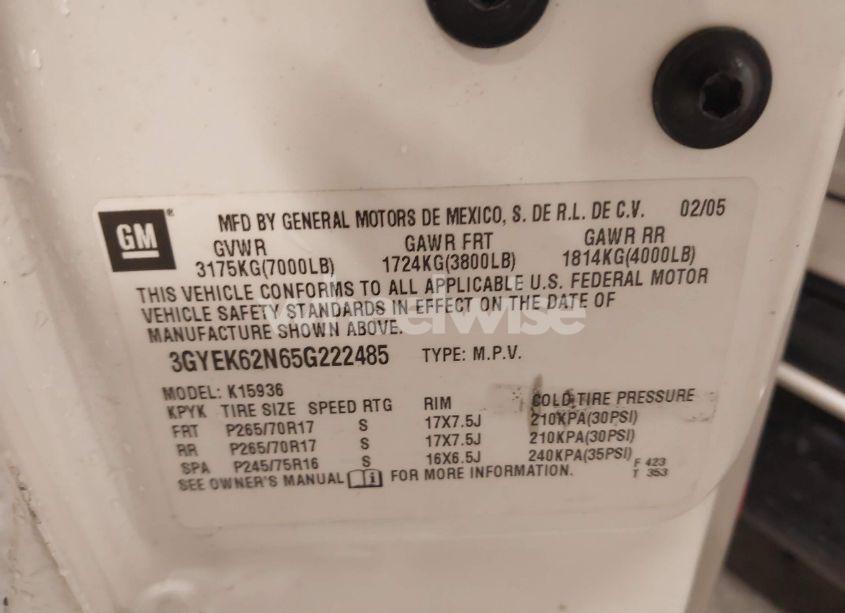 Photo 9 of 2005 Cadillac Escalade EXT STANDARD (VIN 3GYEK62N65G222485)