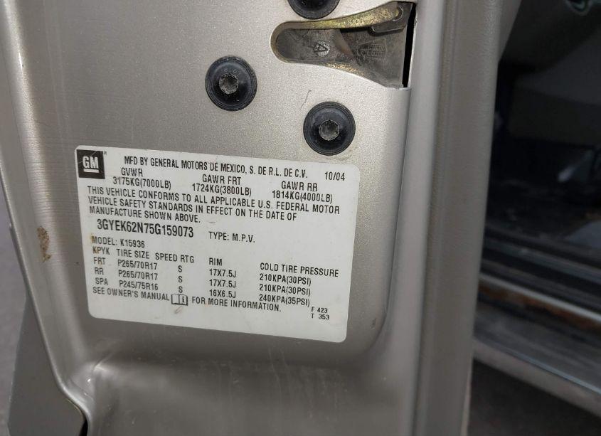 Photo 9 of 2005 Cadillac Escalade EXT STANDARD (VIN 3GYEK62N75G159073)