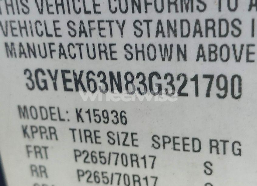 Photo 9 of 2003 Cadillac Escalade EXT STANDARD (VIN 3GYEK63N83G321790)