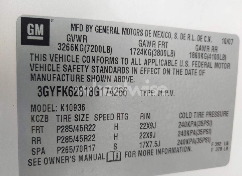 Photo 9 of 2008 Cadillac Escalade EXT STANDARD (VIN 3GYFK62818G174266)