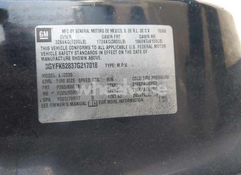 Photo 9 of 2007 Cadillac Escalade EXT STANDARD (VIN 3GYFK62837G217018)