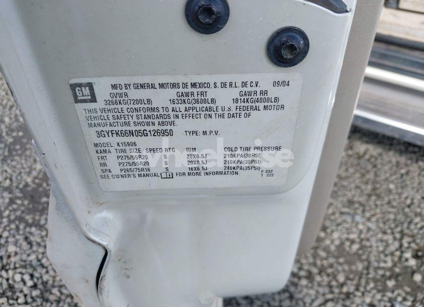 Photo 9 of 2005 Cadillac Escalade ESV PLATINUM EDITION (VIN 3GYFK66N05G126950)