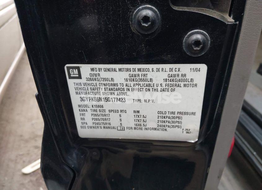 Photo 9 of 2005 Cadillac Escalade ESV STANDARD (VIN 3GYFK66N15G177423)