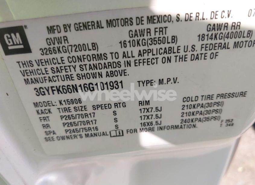 Photo 9 of 2006 Cadillac Escalade ESV STANDARD (VIN 3GYFK66N16G101931)