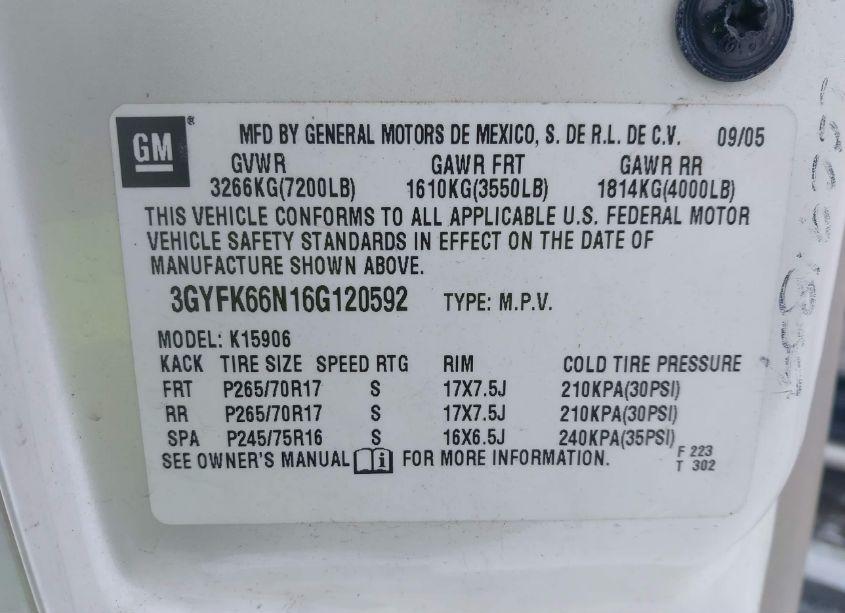 Photo 9 of 2006 Cadillac Escalade ESV STANDARD (VIN 3GYFK66N16G120592)