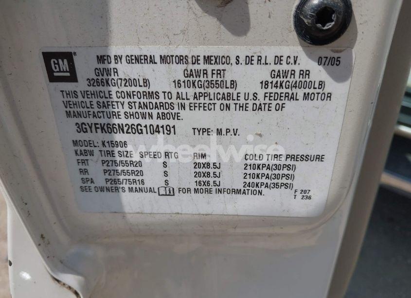 Photo 9 of 2006 Cadillac Escalade ESV STANDARD (VIN 3GYFK66N26G104191)