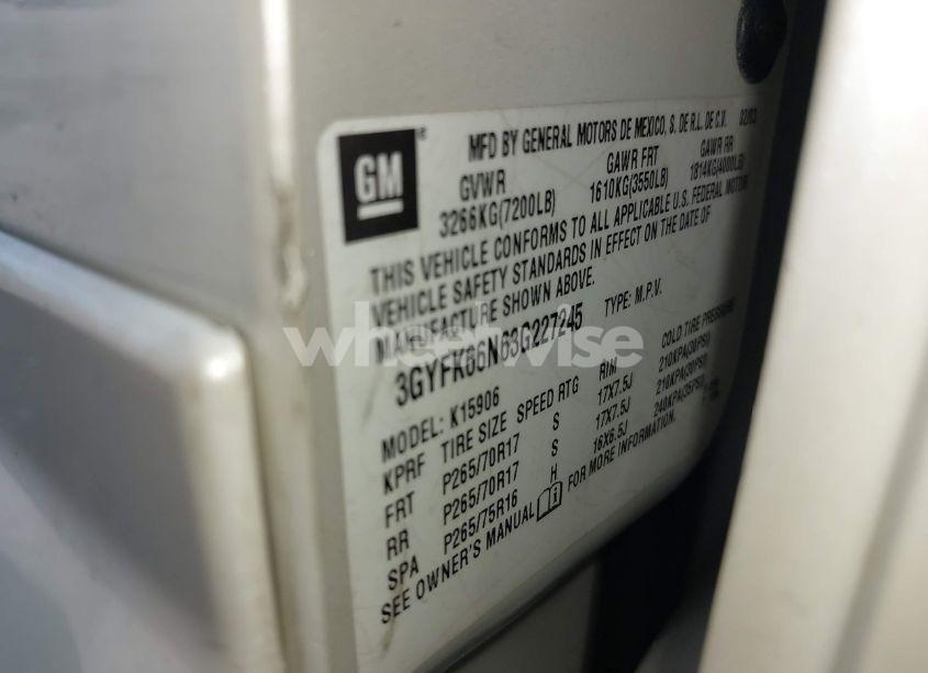 Photo 9 of 2003 Cadillac Escalade ESV STANDARD (VIN 3GYFK66N63G227245)