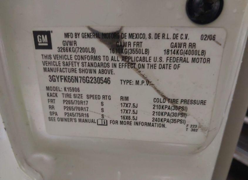 Photo 9 of 2006 Cadillac Escalade ESV STANDARD (VIN 3GYFK66N76G230546)