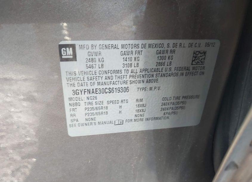 Photo 9 of 2012 Cadillac Srx LUXURY COLLECTION (VIN 3GYFNAE30CS619306)