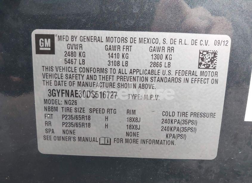 Photo 9 of 2013 Cadillac Srx STANDARD (VIN 3GYFNAE30DS516727)