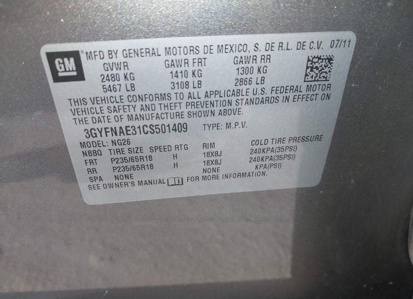 Photo 9 of 2012 Cadillac Srx LUXURY COLLECTION (VIN 3GYFNAE31C5501409)