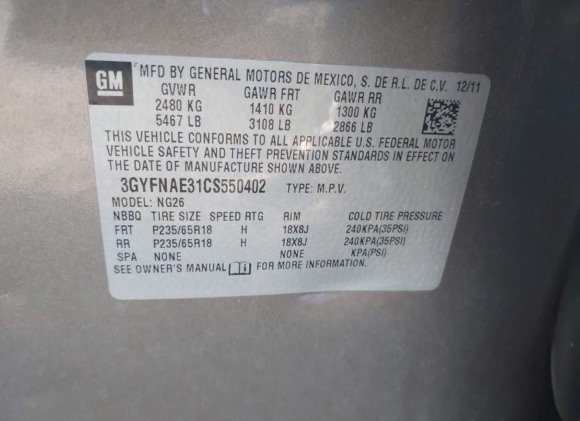 Photo 9 of 2012 Cadillac Srx LUXURY COLLECTION (VIN 3GYFNAE31CS550402)