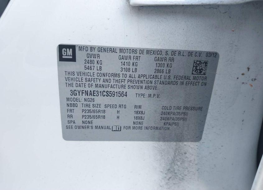 Photo 9 of 2012 Cadillac Srx (VIN 3GYFNAE31CS591564)