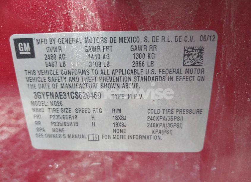 Photo 9 of 2012 Cadillac Srx LUXURY COLLECTION (VIN 3GYFNAE31CS629469)