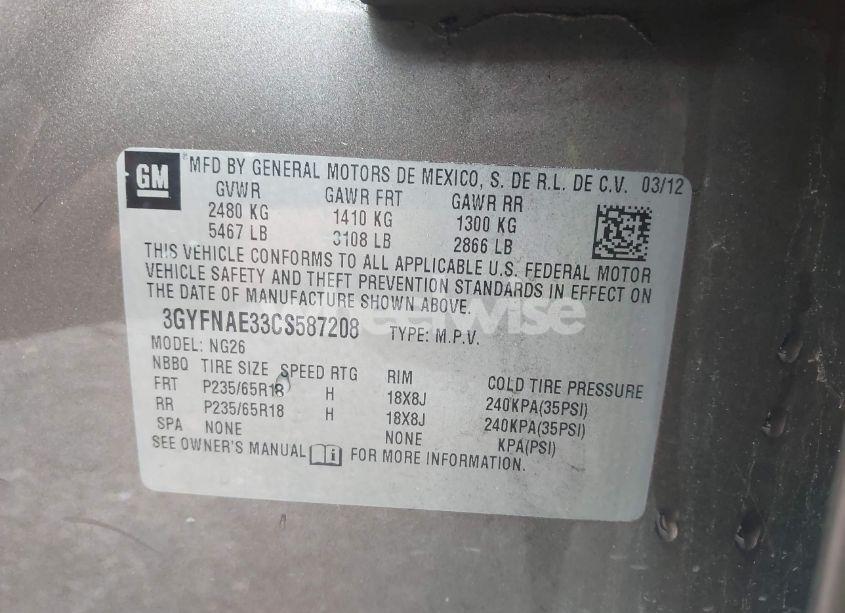 Photo 9 of 2012 Cadillac Srx LUXURY COLLECTION (VIN 3GYFNAE33CS587208)