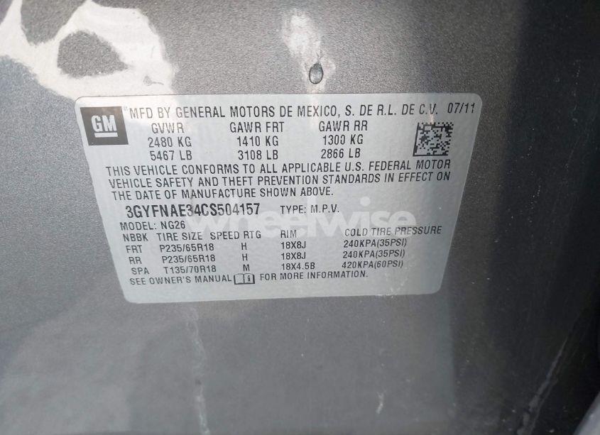 Photo 9 of 2012 Cadillac Srx LUXURY COLLECTION (VIN 3GYFNAE34CS504157)