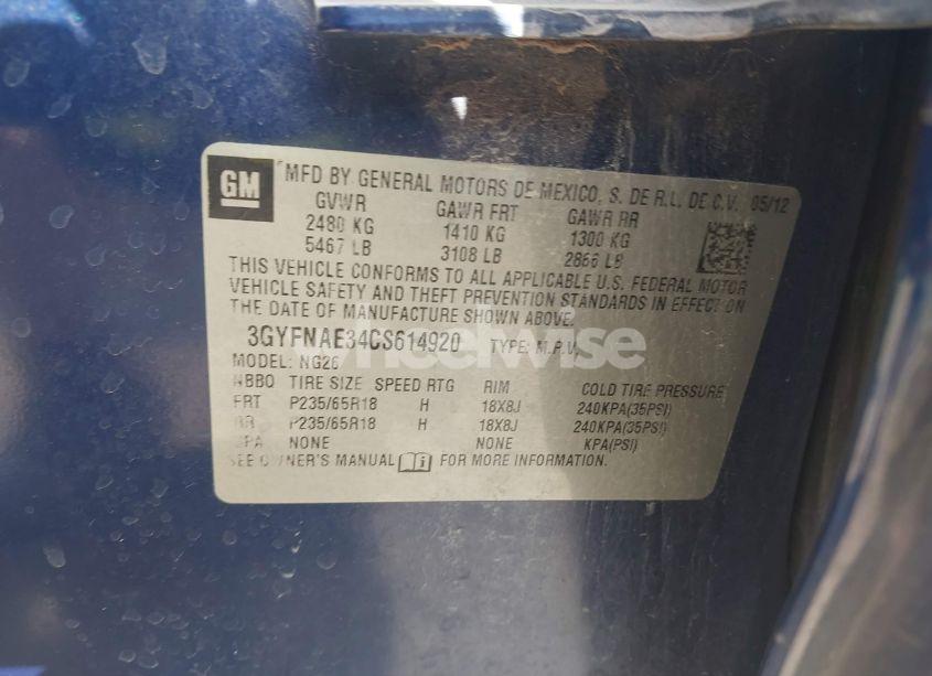 Photo 9 of 2012 Cadillac Srx LUXURY COLLECTION (VIN 3GYFNAE34CS614920)