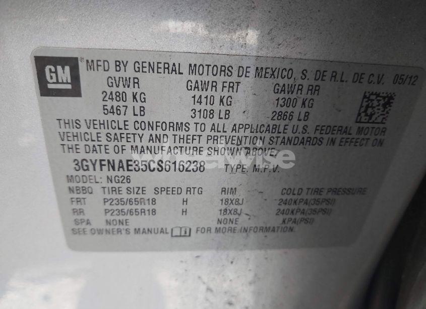 Photo 9 of 2012 Cadillac Srx LUXURY COLLECTION (VIN 3GYFNAE35CS616238)