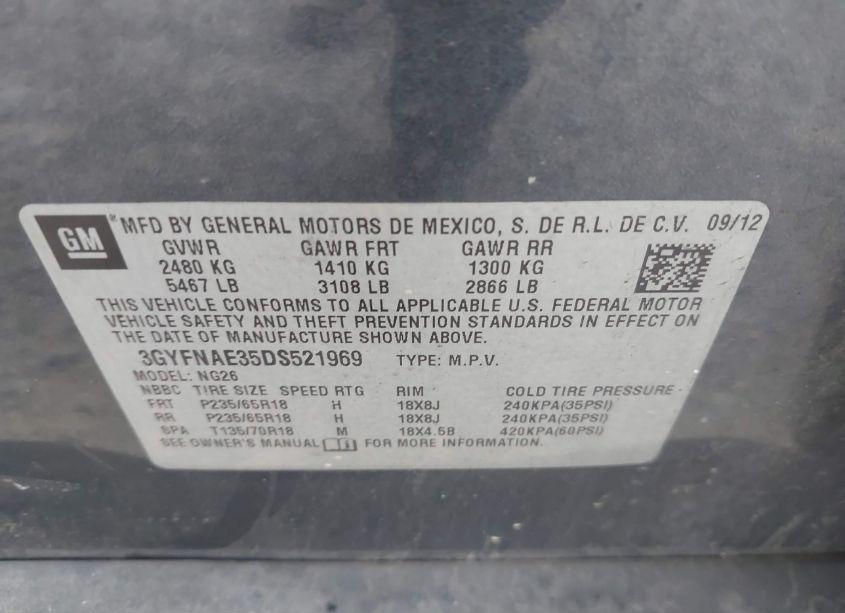 Photo 9 of 2013 Cadillac Srx STANDARD (VIN 3GYFNAE35DS521969)