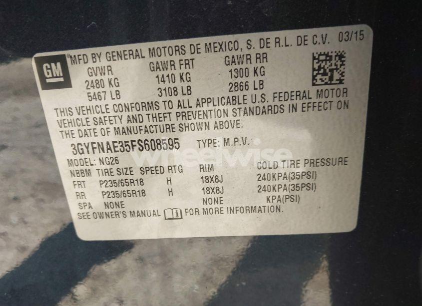 Photo 9 of 2015 Cadillac Srx STANDARD (VIN 3GYFNAE35FS608595)