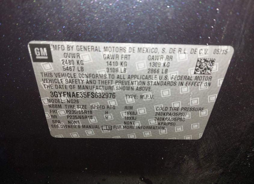 Photo 9 of 2015 Cadillac Srx STANDARD (VIN 3GYFNAE35FS632976)