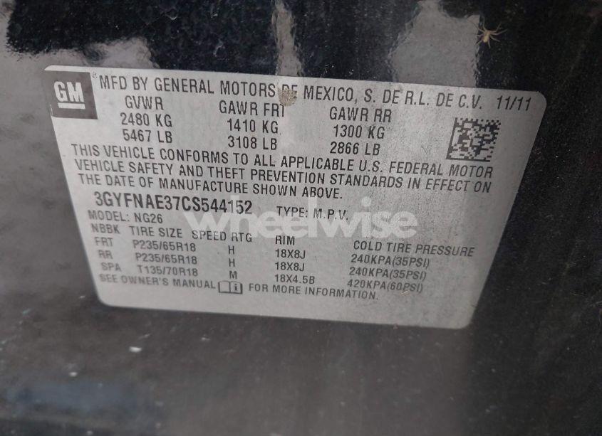 Photo 9 of 2012 Cadillac Srx LUXURY COLLECTION (VIN 3GYFNAE37CS544152)