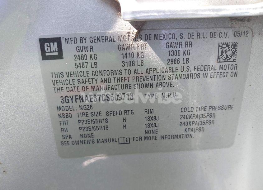 Photo 9 of 2012 Cadillac Srx LUXURY COLLECTION (VIN 3GYFNAE37CS609713)