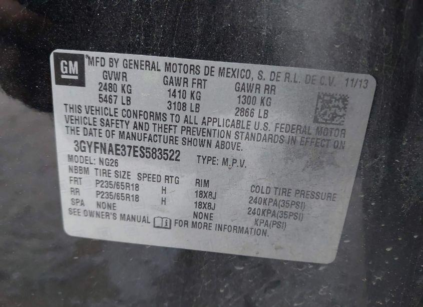 Photo 9 of 2014 Cadillac Srx STANDARD (VIN 3GYFNAE37ES583522)