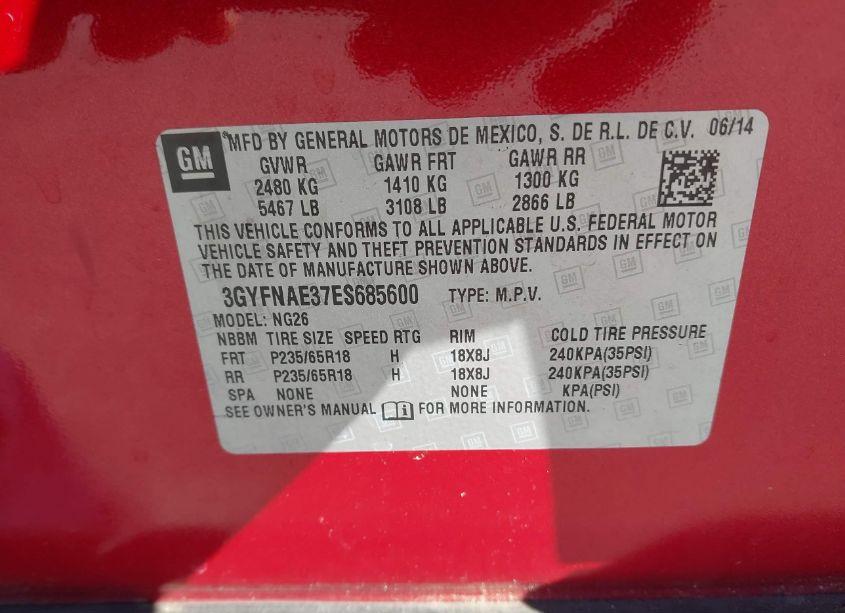 Photo 9 of 2014 Cadillac Srx STANDARD (VIN 3GYFNAE37ES685600)