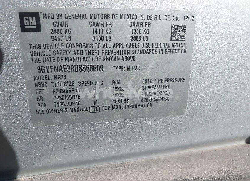 Photo 9 of 2013 Cadillac Srx STANDARD (VIN 3GYFNAE38DS568509)