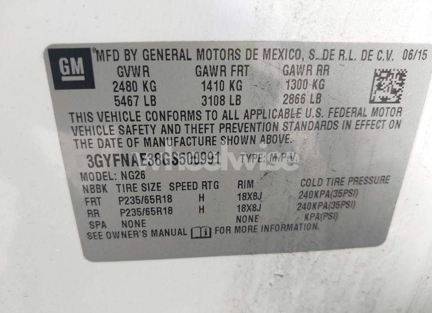 Photo 9 of 2016 Cadillac Srx STANDARD (VIN 3GYFNAE38GS500991)