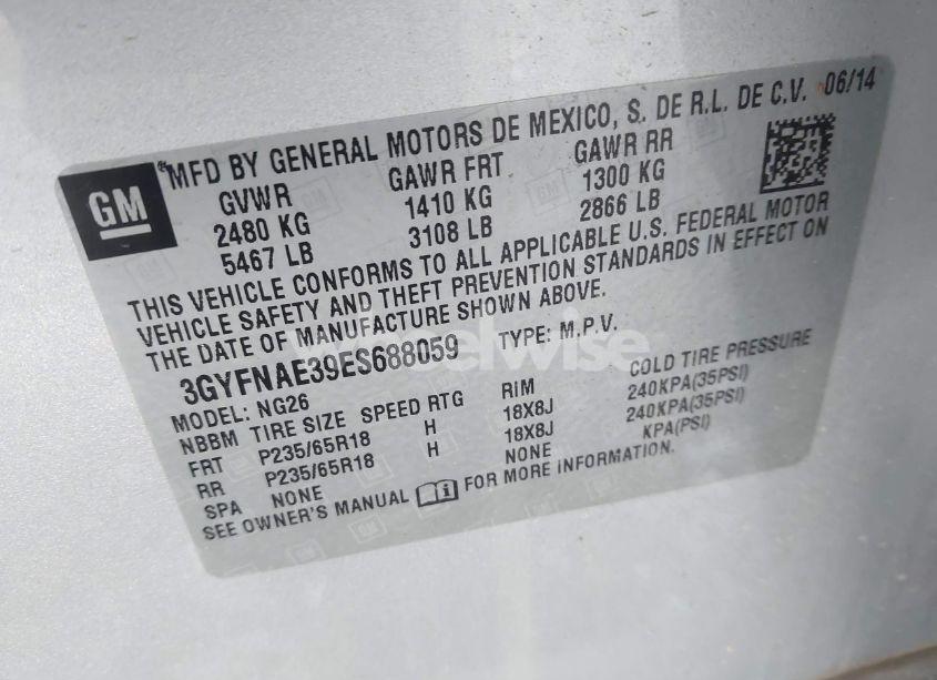 Photo 9 of 2014 Cadillac Srx STANDARD (VIN 3GYFNAE39ES688059)